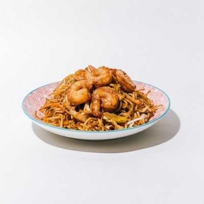 Nouilles sautées au crevettes