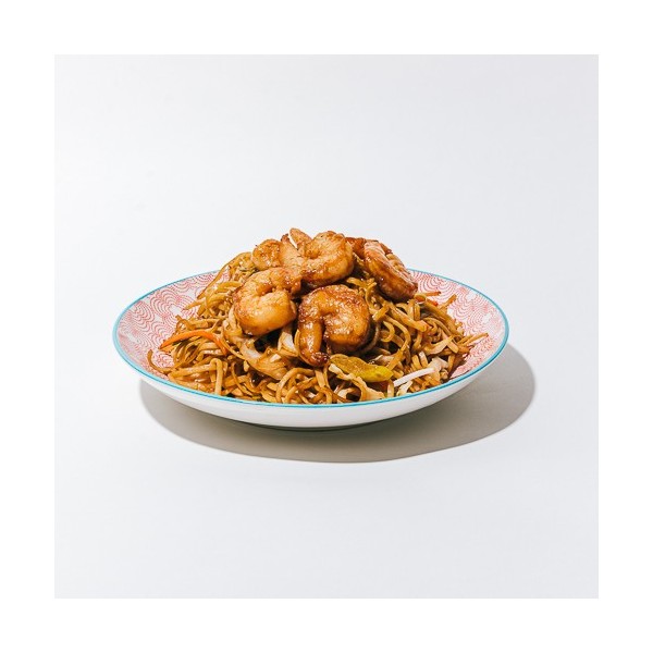 Nouilles sautées au crevettes