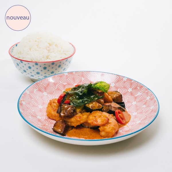 Crevettes curry rouge