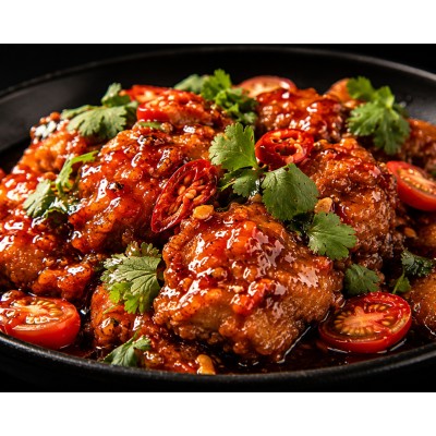 Crispy Chicken with Three Flavor Sauce